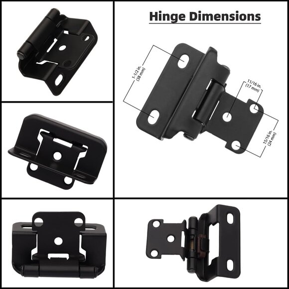 Decobasics 1/2" Overlay Semi Partial Wrap Around Kitchen Cabinet Hinges (10 Pair - Picture 3 of 15